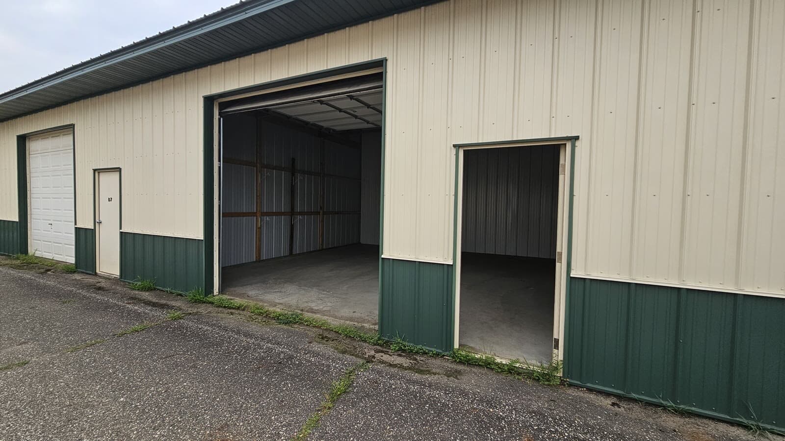 Long Lake Toy Sheds exterior — multiple units with open doors